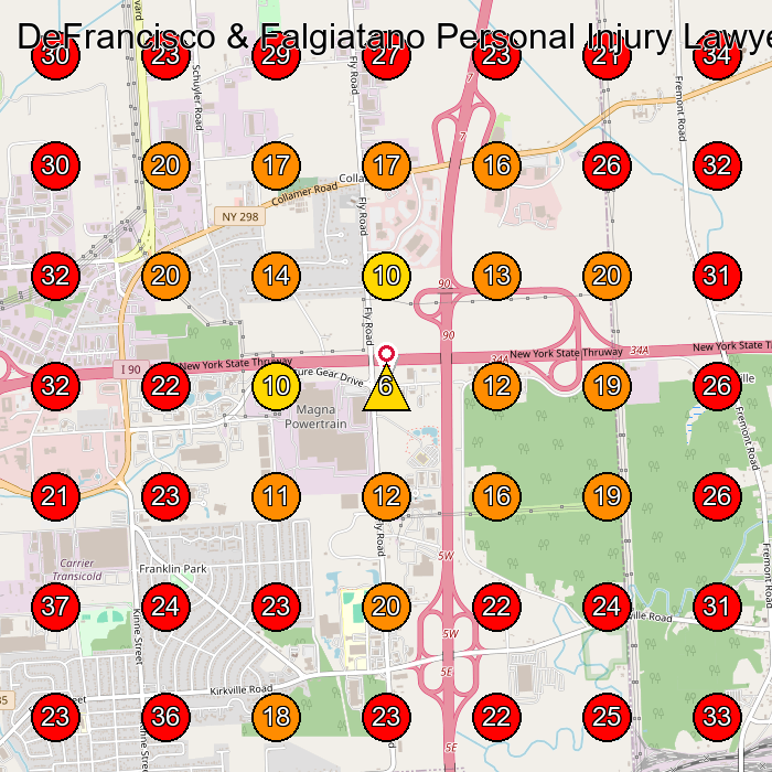 DeFrancisco & Falgiatano Personal Injury Lawyers GeoGrid visibility map for Construction Company in Kirkville
